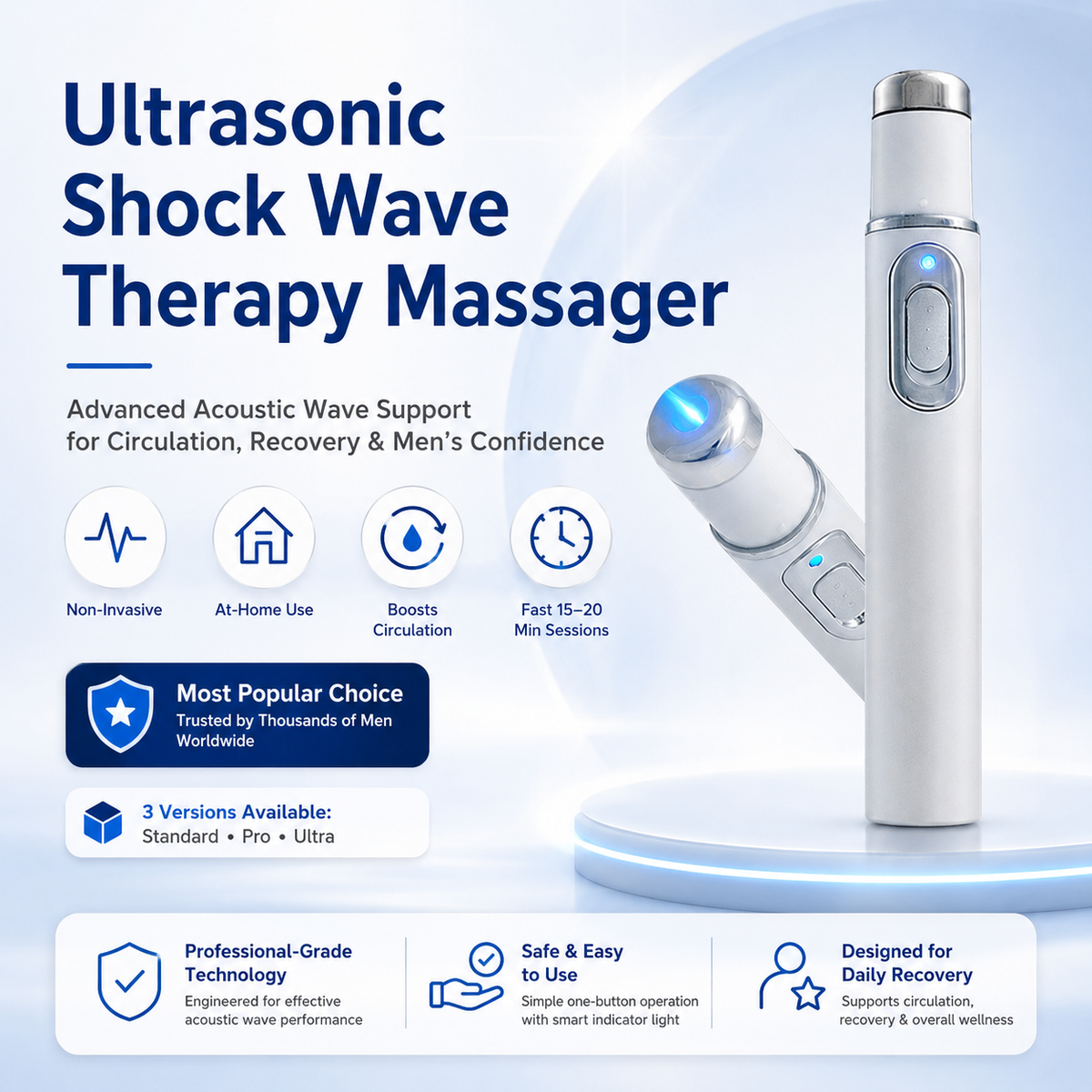 Mresio Ultrasonic Shock Wave Therapy Massager——Restore Circulation. Relieve Deep Pain. Rebuild Male Confidence.