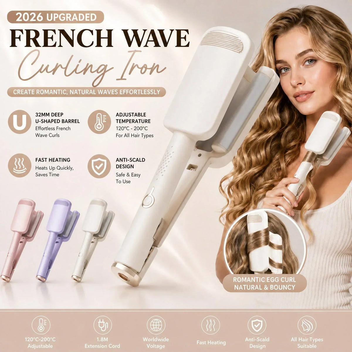 💐 Wavy Curling Iron – Salon shine & heat protection